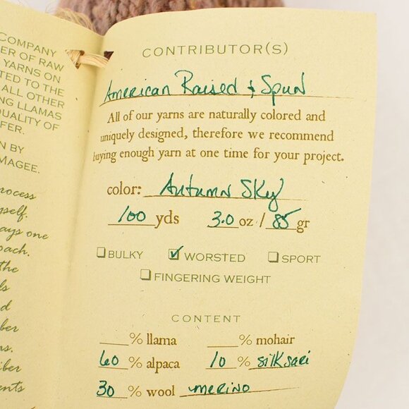 Long Island Livestock Co. Yarn Worsted Weight Alpaca Merino Silk Autumn Sky - Picture 3 of 3